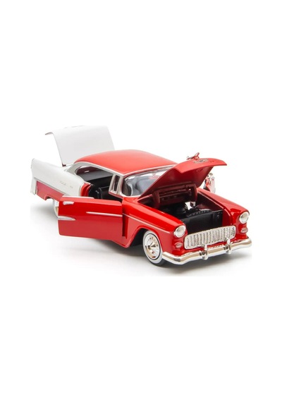 Motormax 1:24 1955 Chevy Bel Air Diecast Metal Model Araba Kırmızı Beyaz