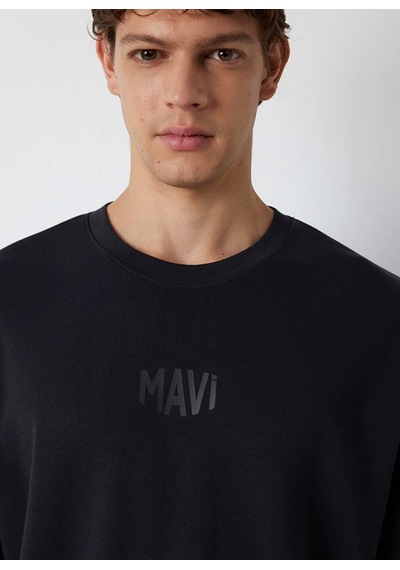 Mavi M0613581-900 Mavi Baskılı T-shirt Erkek Tişort Siyah