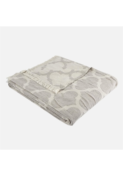 Damask Design Çift Taraflı Jakarlı Keten Pamuk Dokuma Battal Boy( Bej-240X260 Cm Bej