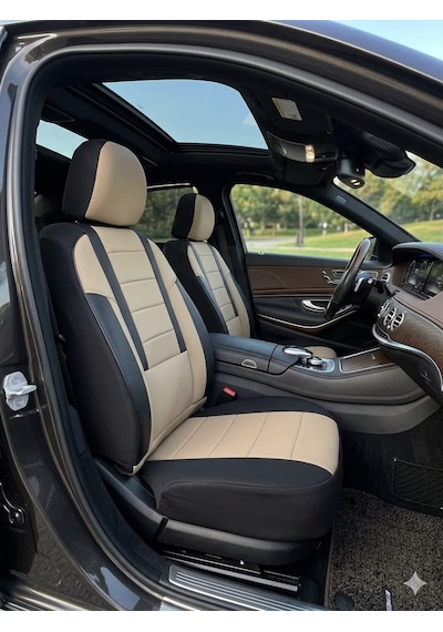 Veloce Bej Siyah Serisi Peugeot 408 Koltuk Kılıfı Tam Set