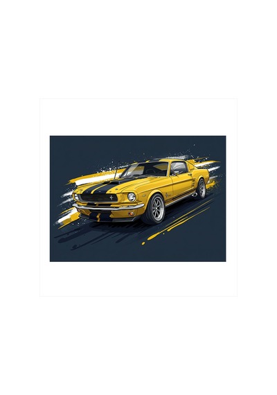 Hızlı Sarı Mustang Araba Dekoratif Ahşap Tablo
