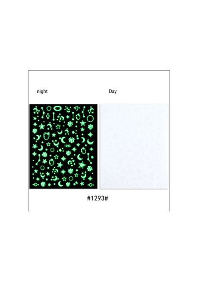 Karanlıkta Parlayan Ay Yıldız Geometrik Tırnak Sticker Tırnak Etiketi Nail Art Jo-1293
