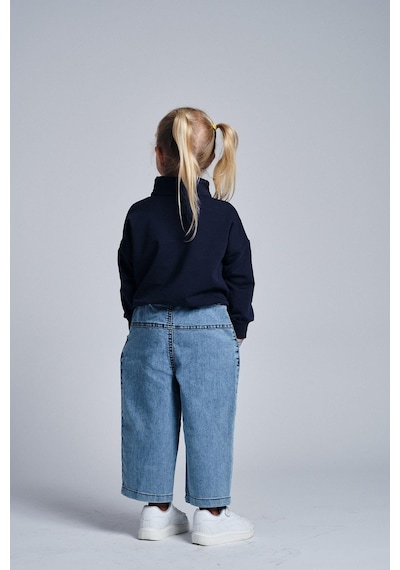 Miababy Dik Yaka Sweat Denim Pantolon Takım Lacivert