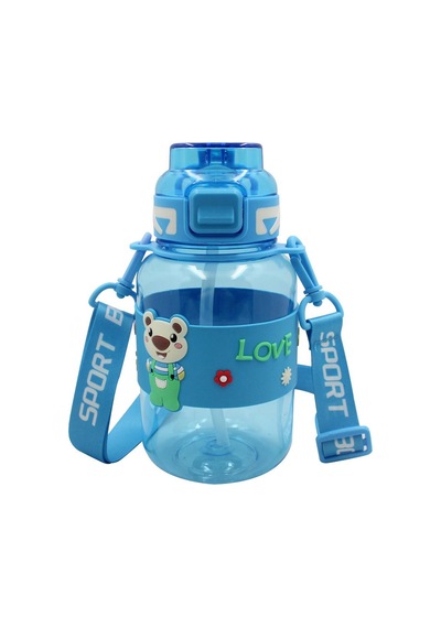 Noki Kids Su Matarası Petg Pipetli Ayıcık Silikon Kemerli 800 Ml Çok Renkli