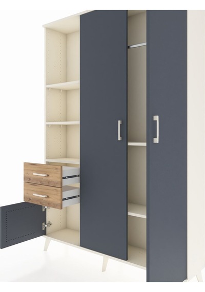Arges Dolap 5 Raflı 2 Çekmeceli Tek Askılı 132x30x195 Aytaşı-antrasit/çam Antrasıt/atlas Çam Arges Dolap 5 Raflı 2 Çekmeceli Tek Askılı 132x30x195 Aytaşı-antrasit/çam Antrasıt/atlas Çam