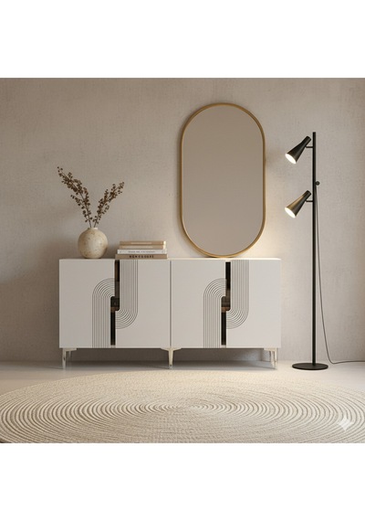 Ka1516 Meyra Konsol Ve Tv Sehpası 150cm Beyaz-silver