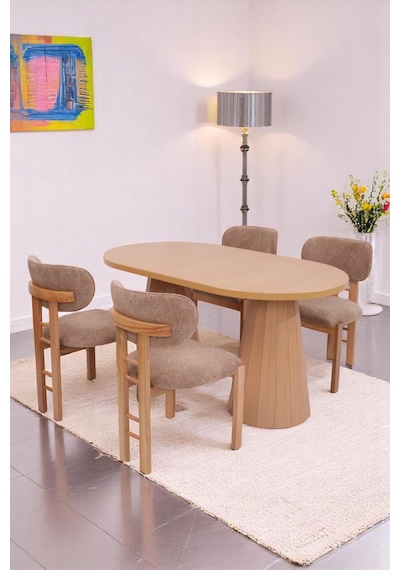 Bohem Rodi Banklı Açılır Yemek Masa Sandalye Takımı 90x160cm