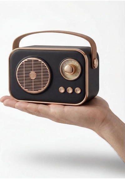 Retro Taşınabilir Bluetooth Hoparlör Siyah Renk