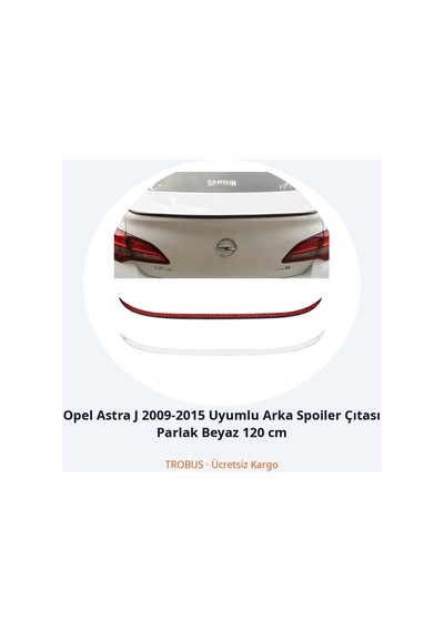 Trobus Opel Astra J 2009-2015 Uyumlu Arka Spoiler Çıtası Parlak Beyaz 120 Cm