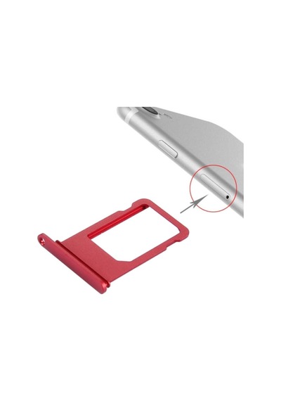 Apple Uyumlu  iPhone 7 Sim Kart Tepsisi Sim Çekmecesi Kırmızı