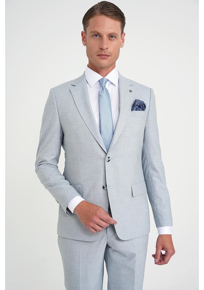Efor Slim Fit Çift Yırtmaç Esnek Yün Mavi Takım Elbise Tk 918 Mavi