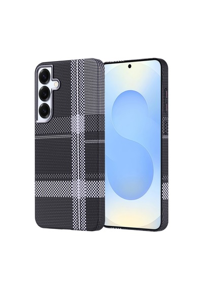 Samsung Galaxy Uyumlu S24 Plus Karbon Fiber Desenli Ve Magsafe Şarj Özellikli Ultra Slim Phantom Premium Sert Pc Kapak Grey Black