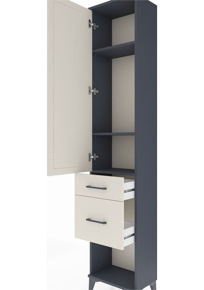 Arges Dolap 3 Raflı 2 Çekmeceli Tek Kapaklı 44x30x221 Antrasi... Antrasit