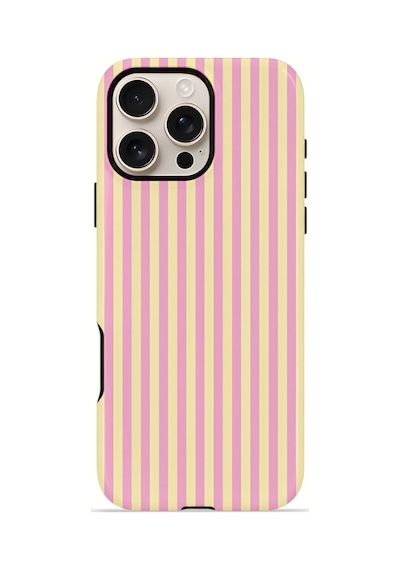 Apple iPhone Uyumlu 16 Pro Vorian Çift Katmanlı Kılıf Lemon Candy Pinstripe