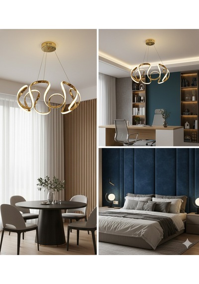 Büyük Gold Ledli Lüks Avize Gold