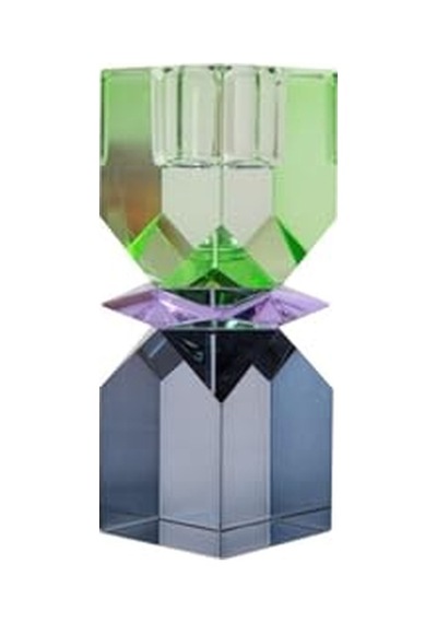Kristal Mum Tutucu, Nane Yeşili Koyu Mavi 11x4x4 Cm Diğer
