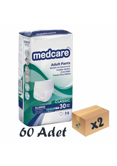 Medcare Classic Emici Külot Yetişkin Hasta Bezi XL 2 x 30'lu