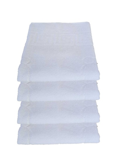 4 Lü Ayak İzli Banyo Pamuklu Ayak Havlusu 50x70 Cm Beyaz