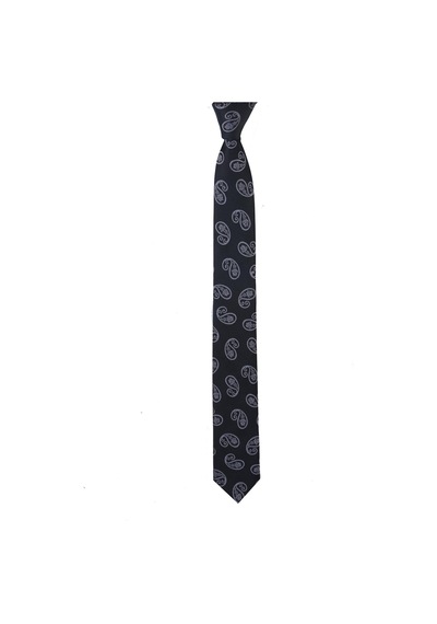 Esgue Dar Kesim Siyah - Gri Şal Desen Slim 6 Cm. Hand Made Kravat