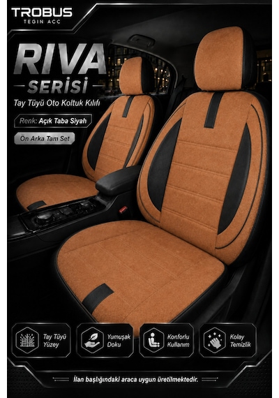 Citroen Berlingo 2004-2018 Uyumlu Riva Serisi 2+1 Ticari Taba Siyah Ortopedik Koltuk Kılıfı