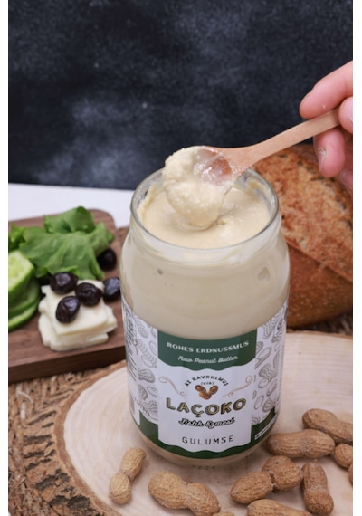 Laçoko Kişiye Özel Şekersiz Saf Katkısız Fıstık Ezmesi Glutensiz Vegan Doğal Az Kavrulmuş Çiğ Yer Fıstığı Ezmesi 2 x 1 KG