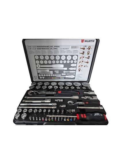 Yüksek Kalite Würth Zebra 1/4+1/2 İnç Lokma Anahtarı Seti 59parça