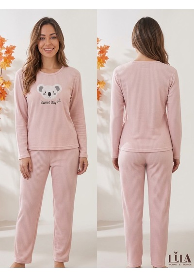 Lila İç Giyim Ev Şıklığı Ve Konfor Bir Arada: Fitilli İnterlok Kadın Pijama Takımı Koleksiyonu PEMBE Lila İç Giyim Ev Şıklığı Ve Konfor Bir Arada: Fitilli İnterlok Kadın Pijama Takımı Koleksiyonu PEMBE
