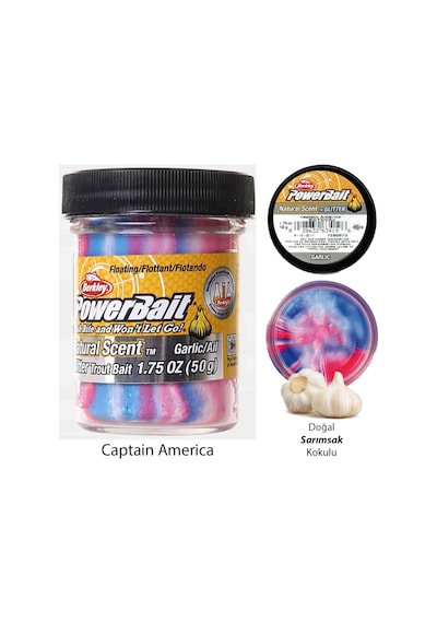 Berkley PowerBait Doğal Kokulu Glitter (Simli) Alabalık Hamuru - Captain America