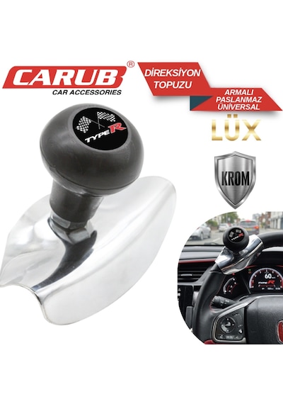 Carub Lux Direksiyon Topuzu Çevirme Topuzu Armalı Paslanmaz Krom