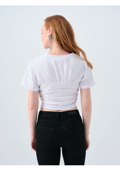 LOFT Slim Fit Kadın Tshirt K.kol Lf2039479 Q1.v1 Beyaz