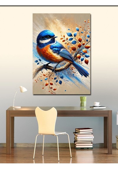 Kanvas Tablo Mavi Kuş Ve Dallar 100cmx140cm