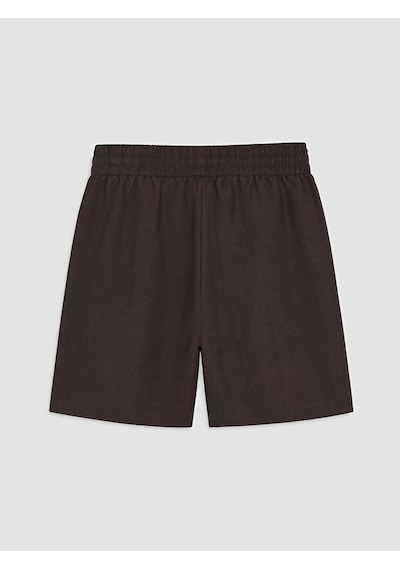 Lcw Comfort Kahverengi Beli Lastikli %100 Keten Kadın Şort