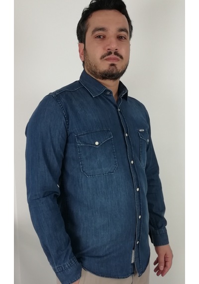 Tousus Slim Fit Kot Erkek Gömlek Slm-2015-tss Mavi