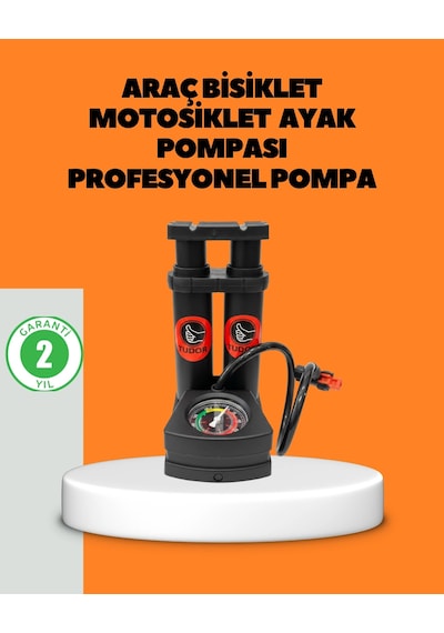 Ayaklı Bisiklet Pompası Basınç Göstergeli Çok Amaçlı