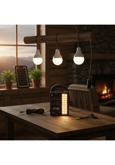 Powermaster Gd-999 Güneş Güneş Enerji Panelli Solar Aydınlatma 3 Lambalı Powerbank Özellikli Kamp Lambası Aydınlatma