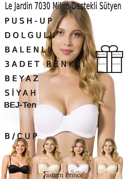 Le Jardin Kadın Sütyen Push-up Destekli Balenli Telli 7030 Elita Micro B Cup 3 Adet Beyazsiyahbej Le Jardin Kadın Sütyen Push-up Destekli Balenli Telli 7030 Elita Micro B Cup 3 Adet Beyazsiyahbej