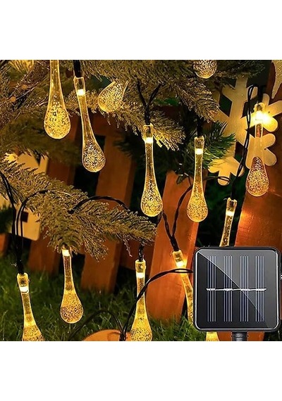 Damla Şeklinde 50 Led Güneş Enerjili Bahçe Balkon Aydınlatma 7 Metre Işık Diğer