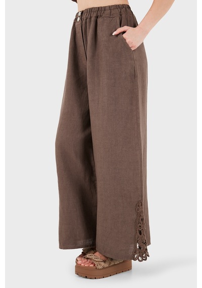 Via Dante Relaxed Fit Güpür Detaylı Bol Paça Keten Pantolon Bayan Pantolon 699e10941 Kahve Via Dante Relaxed Fit Güpür Detaylı Bol Paça Keten Pantolon Bayan Pantolon 699e10941 Kahve
