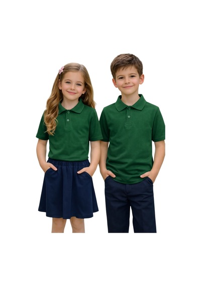 Erdem Kıds Unisex Kız Erkek Çocuk Polo Yaka Pamuklu Kısa Kol Nefti Yeşil Günlük Basic Okul Tişört Nefti Yeşil Nefti Yeşil