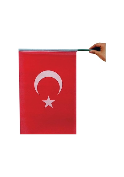 Lona Sanat 15 Adet 20x30 Cm Pikment Raşel Kumaş Sopalı Türk Bayrak Diğer