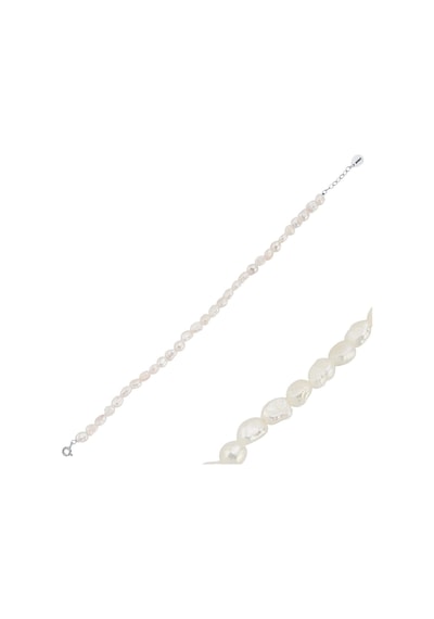 7,5 Mm Yassı Barok İnci Bileklik 18 Cm / Beyaz Beyaz Beyaz Altın