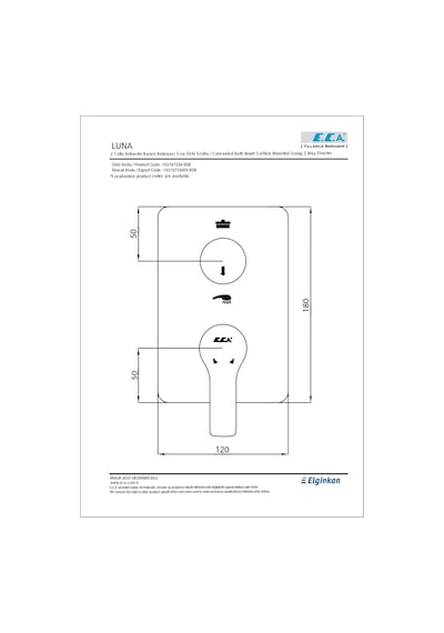 Eca Luna 102167236-kde 2 Yollu Ankastre Banyo Bataryası - Krom