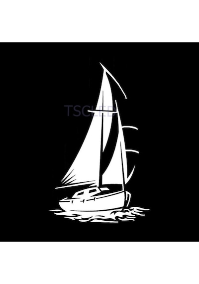 Beyaz Tekne Gemi Deniz Okyanus Dalgaları Araba Sticker