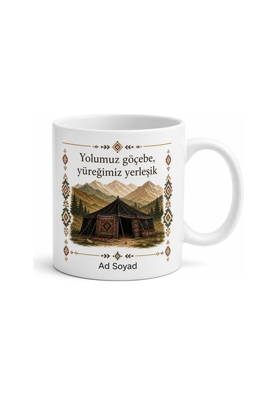 Yörük Temalı Baskılı Kupa Bardak Hediye Yörük Kültürü Özel Tasarım Beyaz / Çok Renkli
