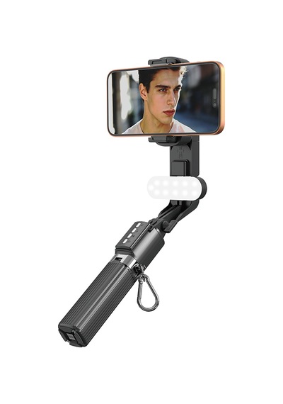 Lenyes Lph124 Dolgu Işıklı Teleskopik Tripod Ve Mini Selfie Çubuğu Siyah