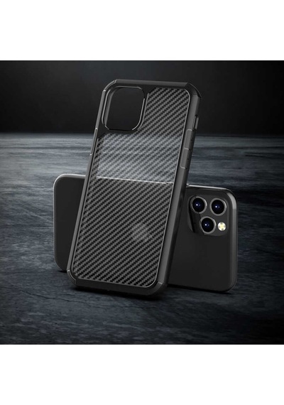 Apple Uyumlu iPhone 11 Pro Max Kılıf Zore Inoks Fiber Yüzey Tasarım Kılıf Siyah