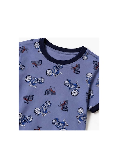 Tenra Erkek Çocuk Pamuklu Şortlu Pijama Takımı 3-12 Yaş Mavi