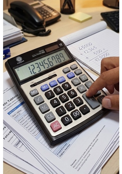 Hesap Makinesi Siyah Gri 15x19.5 Cm 1 Adet Cockpıt Ck-534 12 Haneli Büyük Boy Hafızalı Büro Masaüstü Hesap Makinası Gr