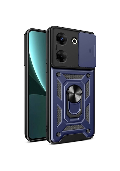 Nourthkiingdom Tecno Camon 20 Pro 4g Kılıf Magnetik Standlı Kamera Korumalı Nrtk Sürgülü Vega Kapak - Mavi Mavi