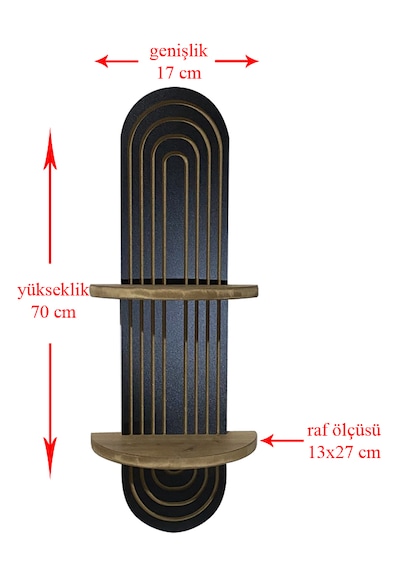 Dekoratif Duvar Rafı Meşe - Siyah